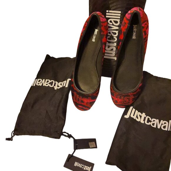 𝅺Just Cavalli Ballerina Flats Sz 41 Narrow Width A1 NWT - Picture 6 of 12